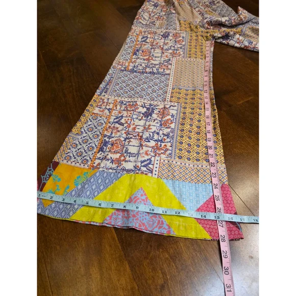 Anthro Let Me Be Patchwork Floral Jumpsuit S White Blue - Picture 9 of 12